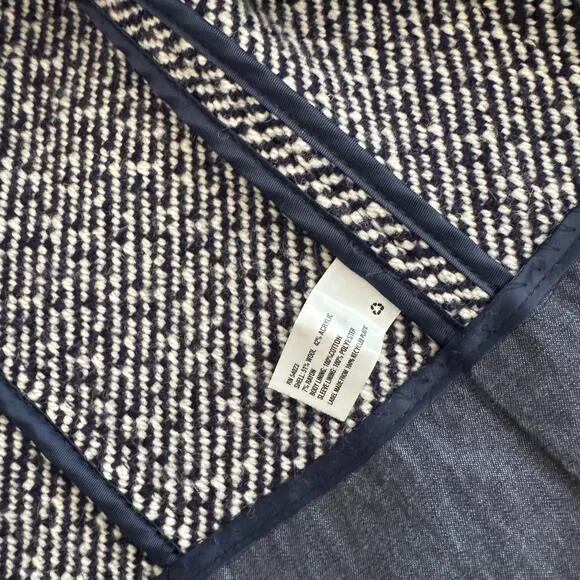 GAP Womens Navy Wool Twill Moto Jacket Asymmetric Cropped Zip Coat Size Medium