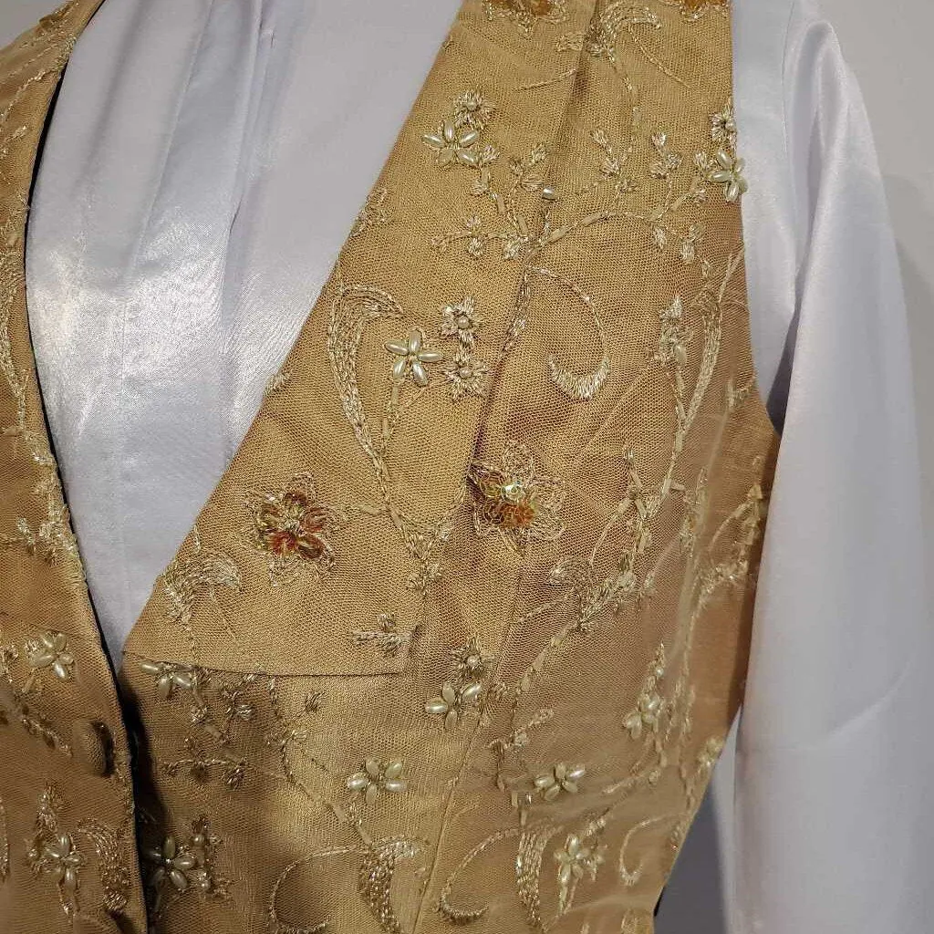 gold sequin formal vest with bowtie