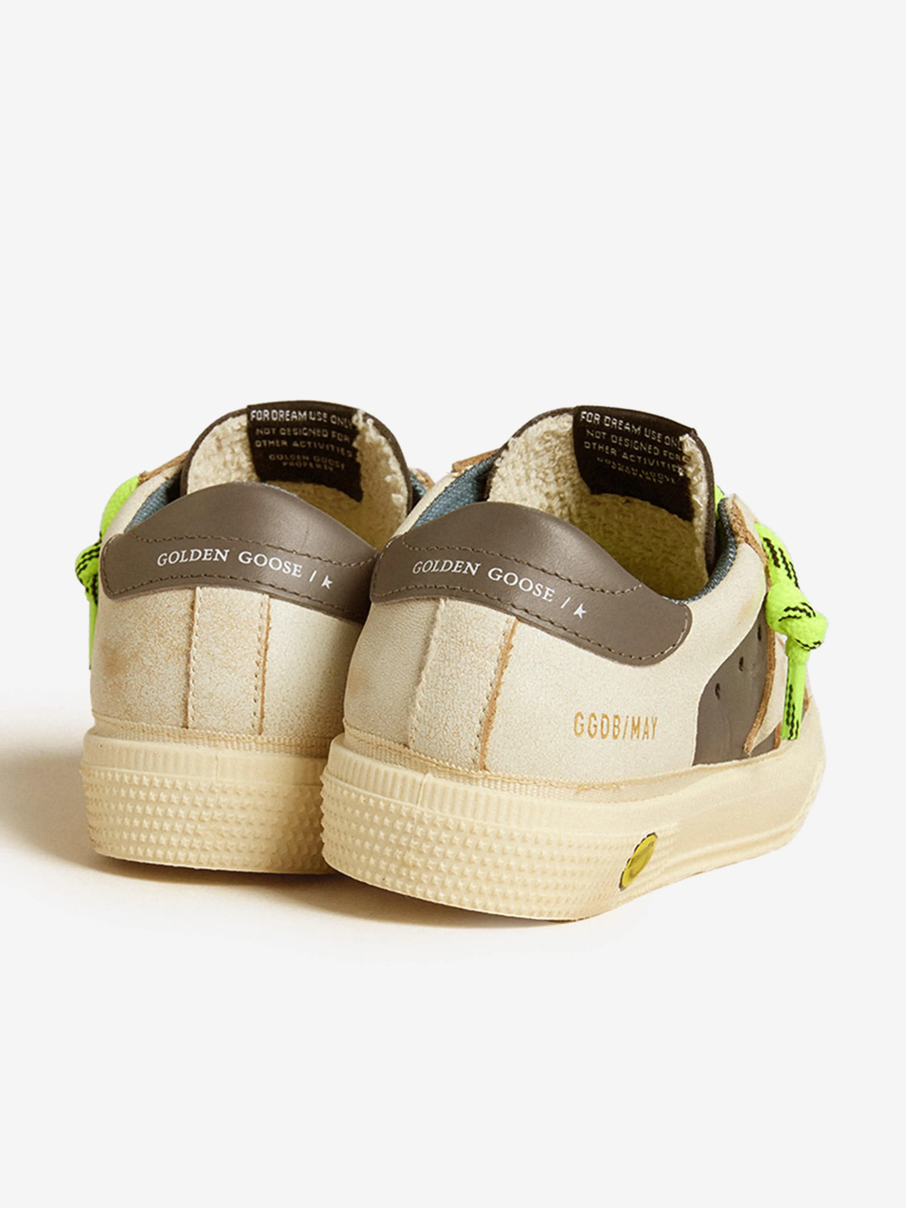 Golden Goose Boys Leather May Trainers in Ivory