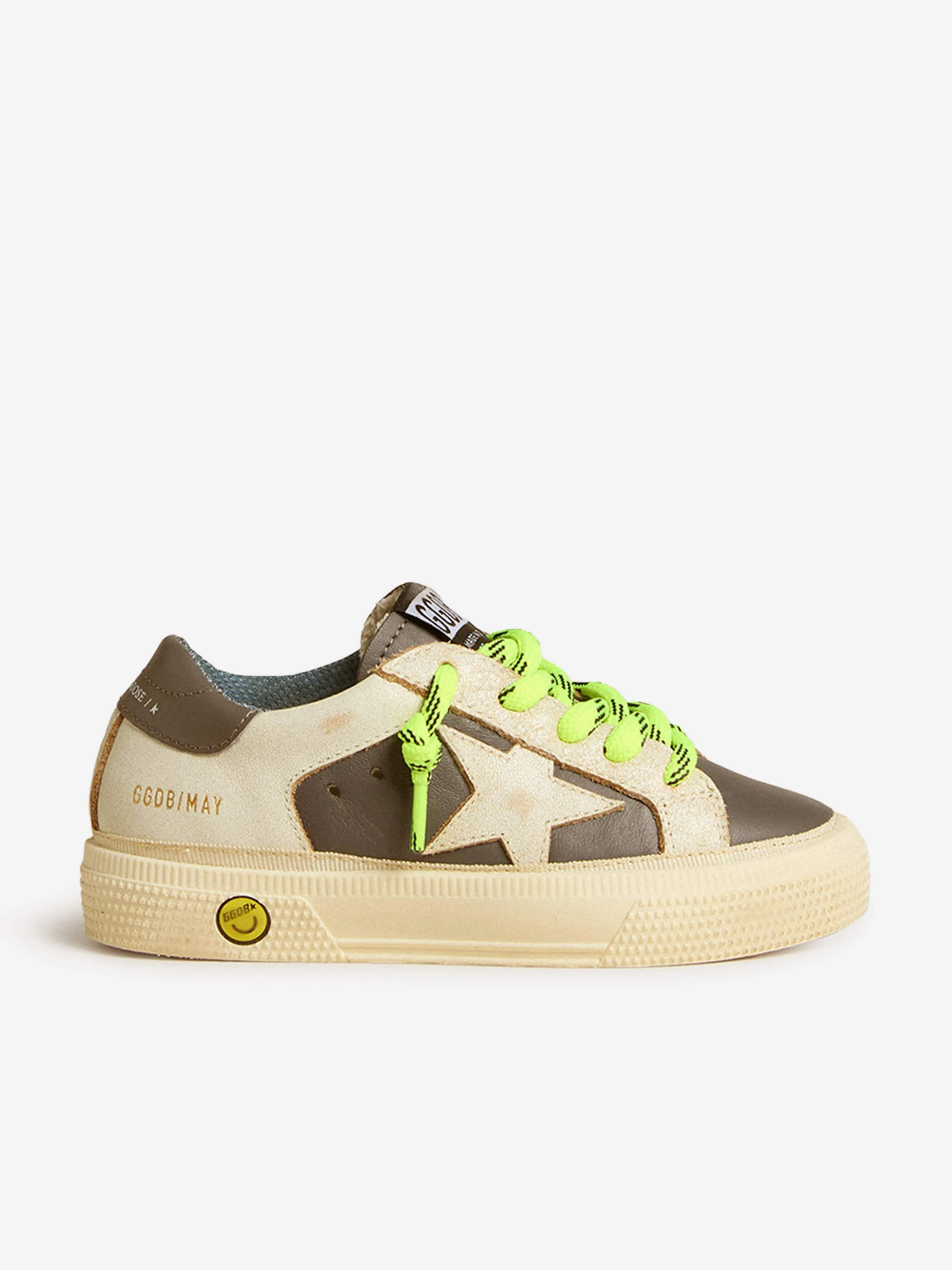 Golden Goose Boys Leather May Trainers in Ivory