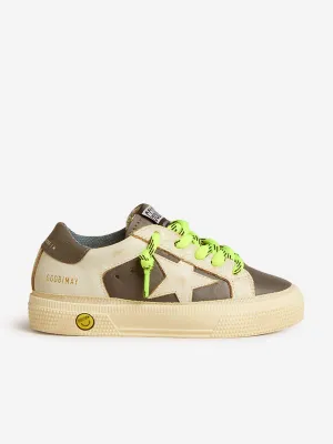 Golden Goose Boys Leather May Trainers in Ivory