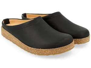 Haflinger Unisex Phillip Leather Clogs – Black, Women's 7 / Men's 6