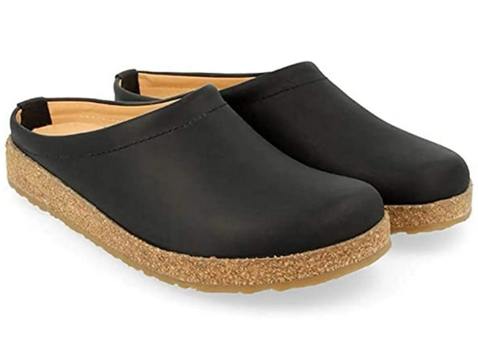 Haflinger Unisex Phillip Leather Clogs – Black, Women's 7 / Men's 6