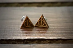 Harry Potter Deathly Hallows/ Post / Wood Earrings