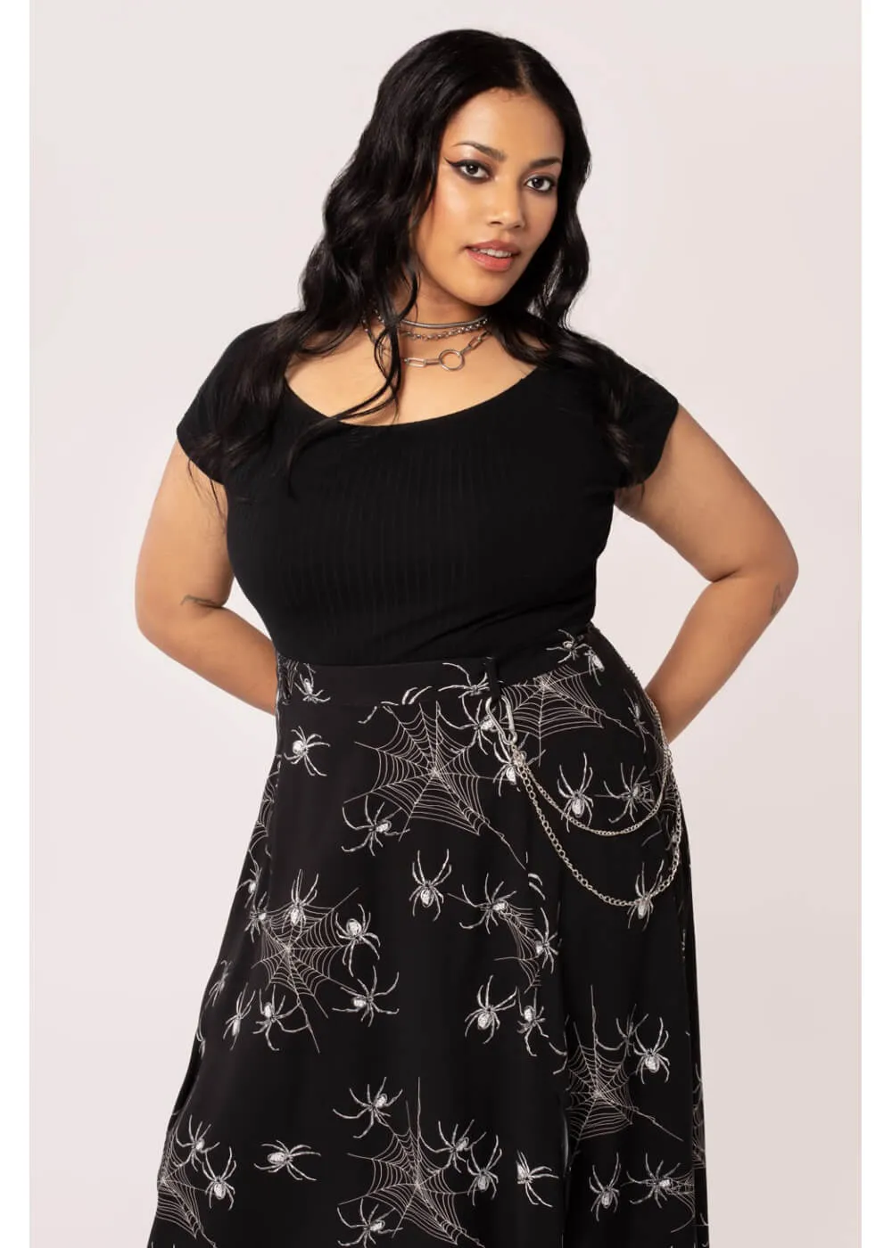 Hell Bunny Grungy Spider 80's Skirt Black