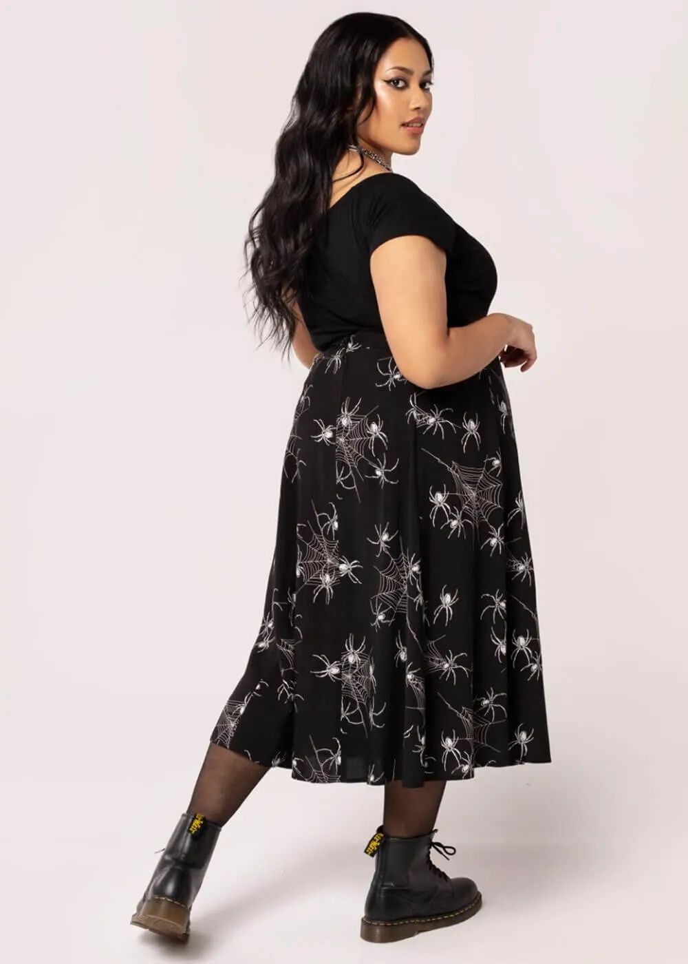 Hell Bunny Grungy Spider 80's Skirt Black