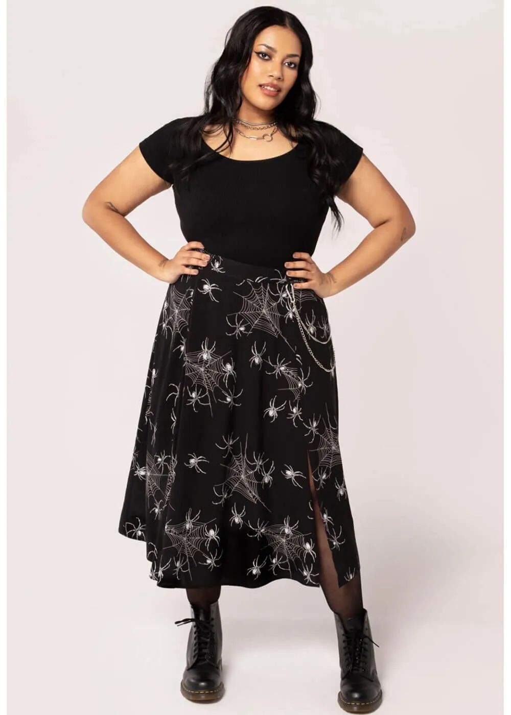 Hell Bunny Grungy Spider 80's Skirt Black