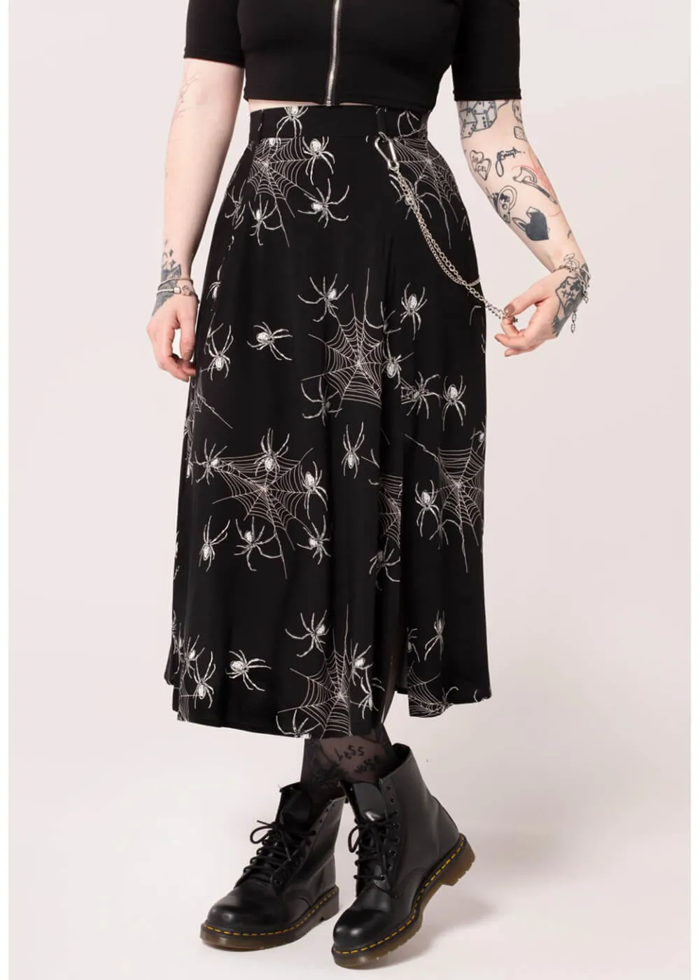 Hell Bunny Grungy Spider 80's Skirt Black