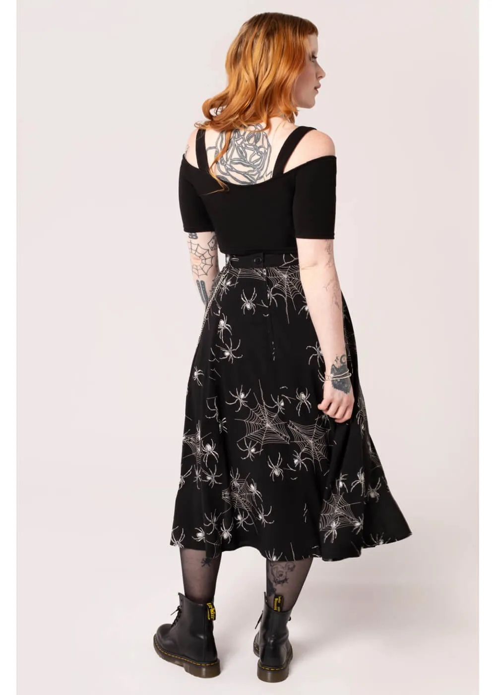 Hell Bunny Grungy Spider 80's Skirt Black