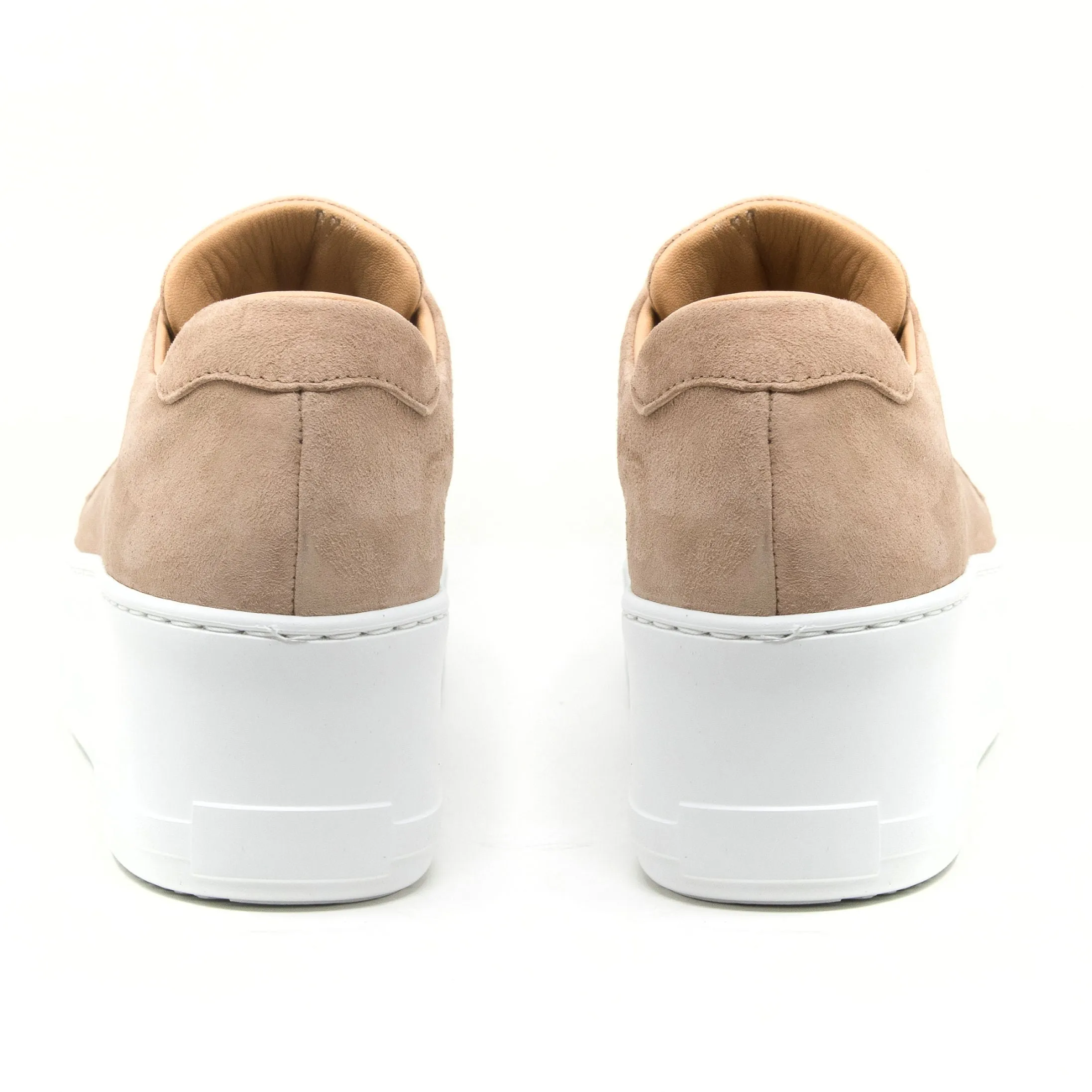 Jane Galland Trainers Marie Beige Brown Suede Flatform Laceless