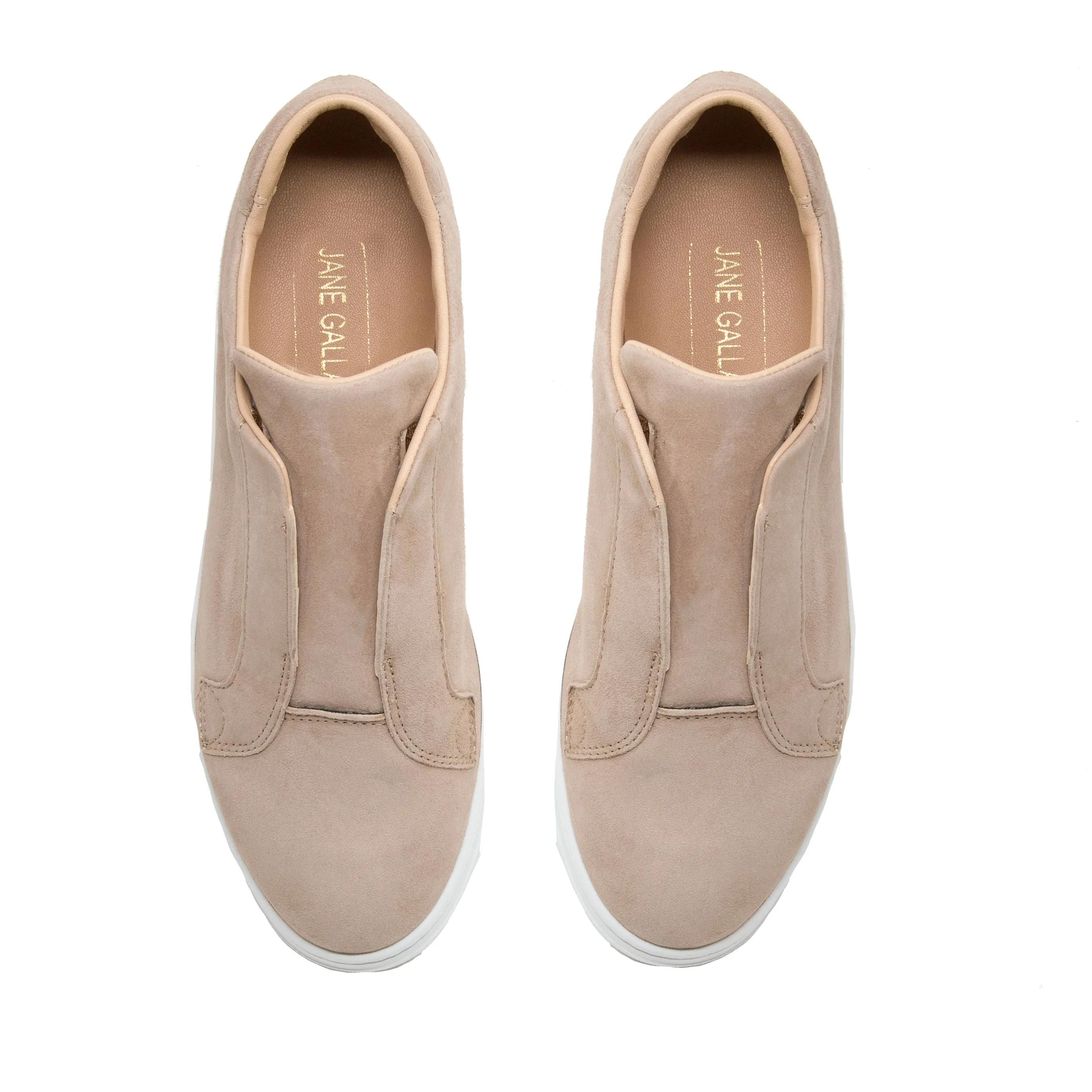 Jane Galland Trainers Marie Beige Brown Suede Flatform Laceless