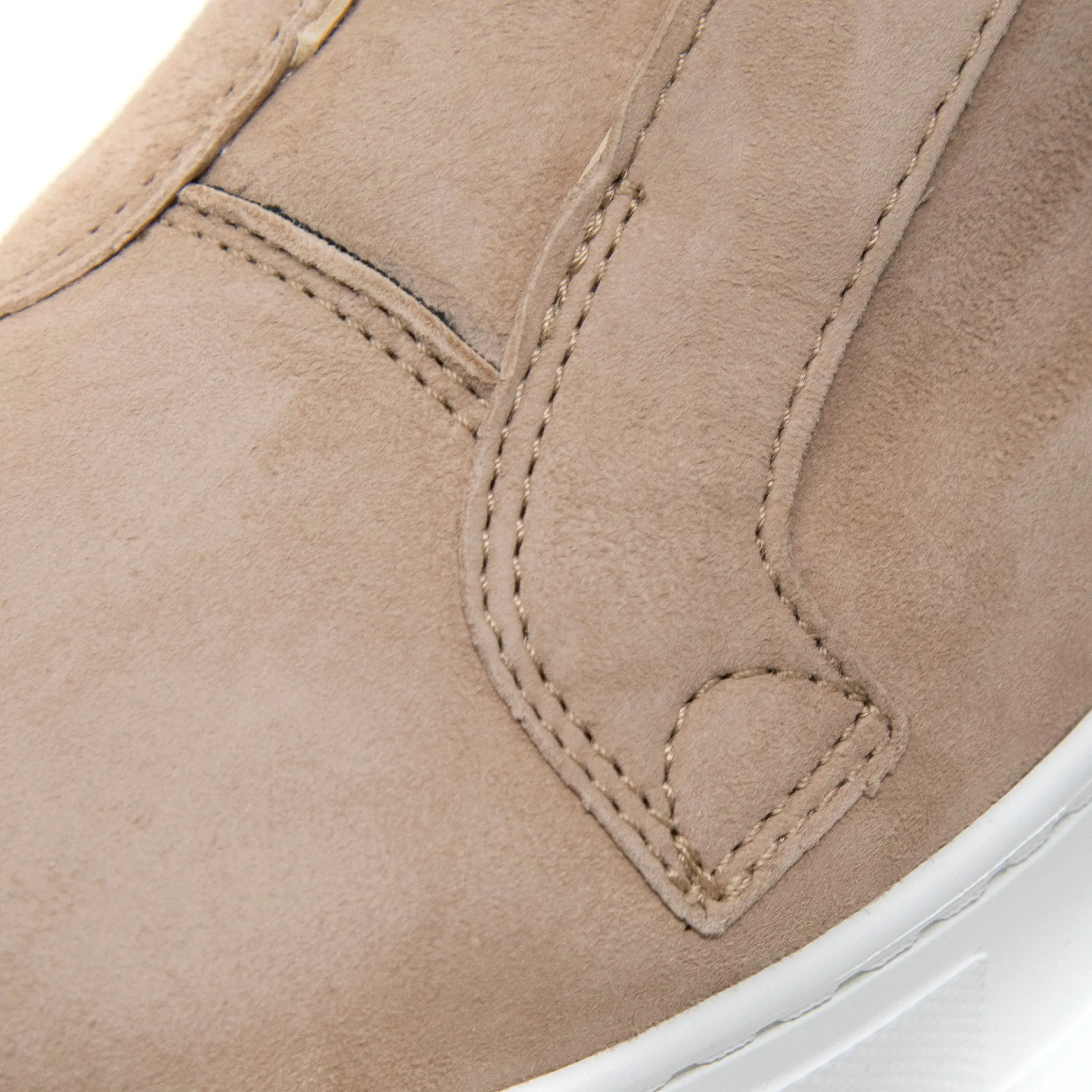 Jane Galland Trainers Marie Beige Brown Suede Flatform Laceless