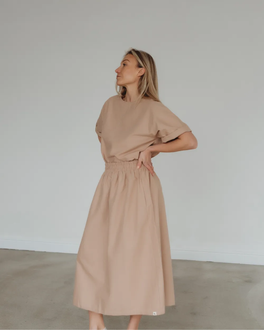 Joyce Beige Midi Skirt