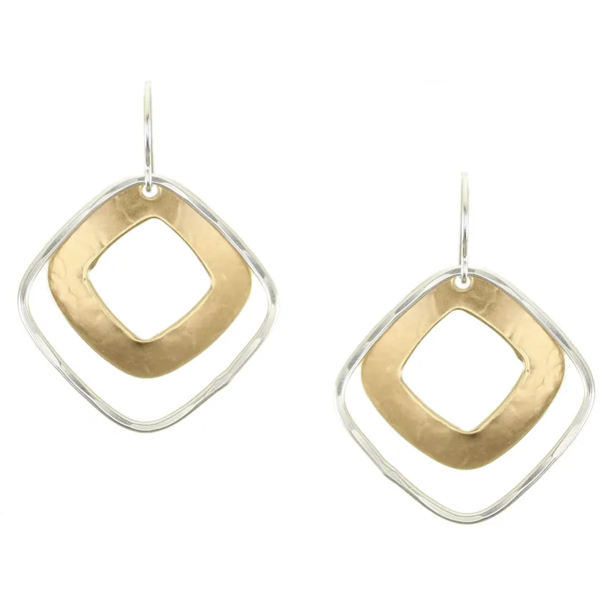 Large Cutout Square with Square Ring Wire Earrings
