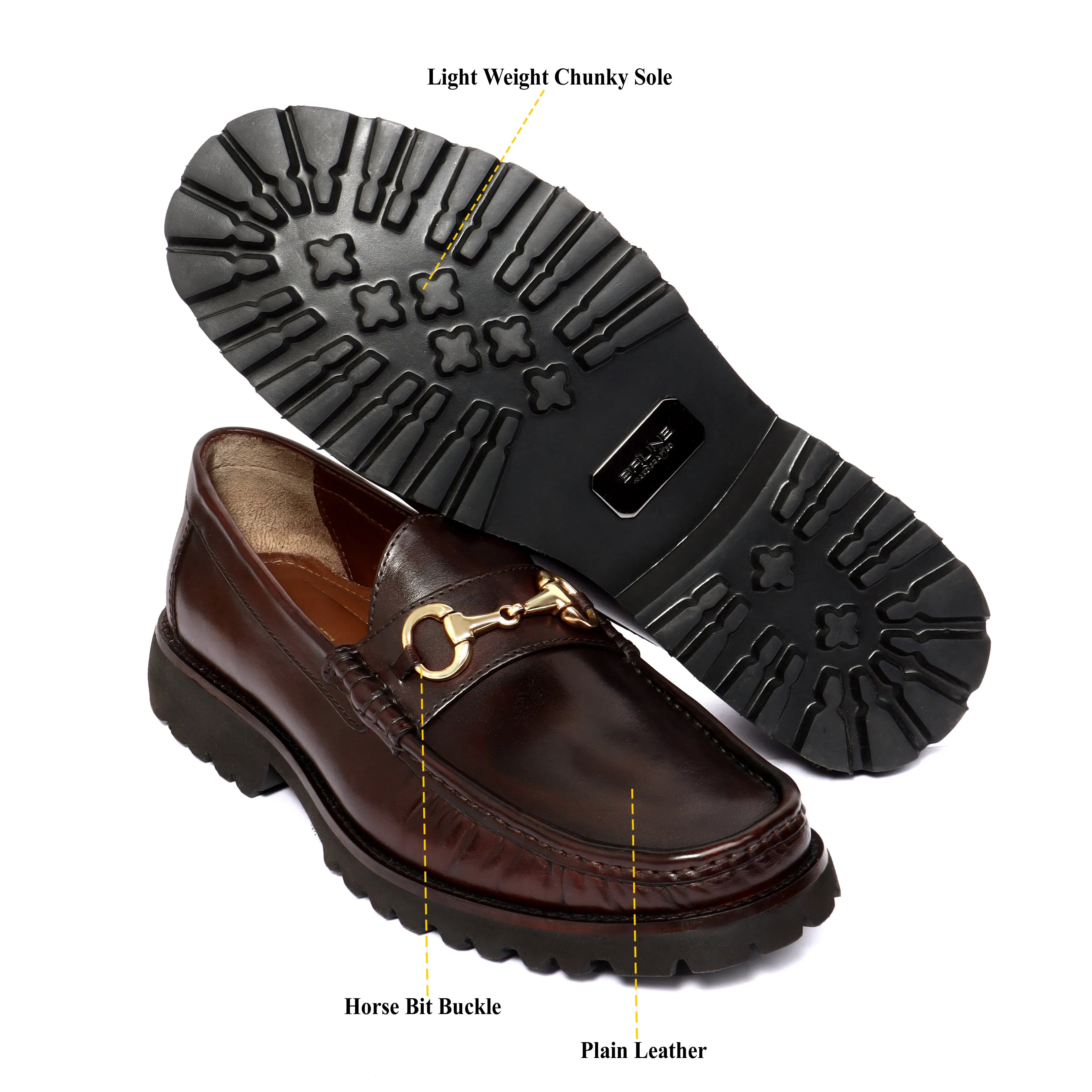 Light Weight Chunky Sole Loafer in Dark Brown Leather