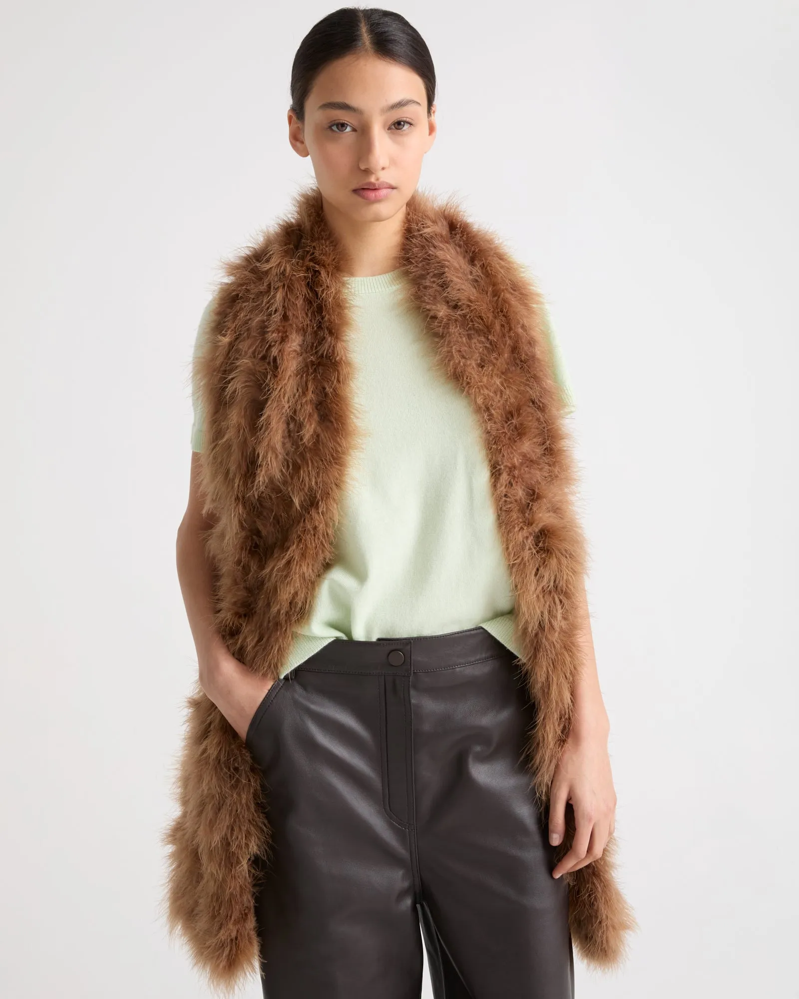 Long feather scarf