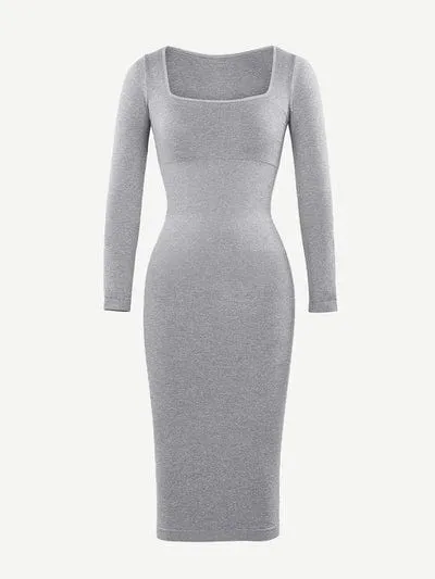 Long Sleeve Tummy Control Bodycon Midi Dress