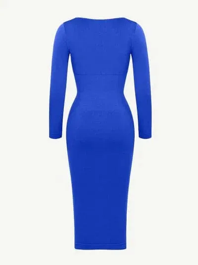 Long Sleeve Tummy Control Bodycon Midi Dress