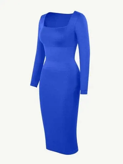 Long Sleeve Tummy Control Bodycon Midi Dress