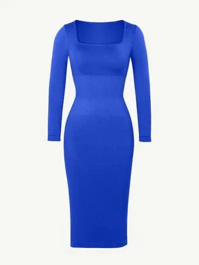 Long Sleeve Tummy Control Bodycon Midi Dress