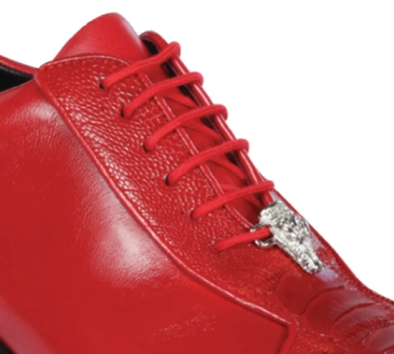 Los Altos Red Ostrich Leg Lace Up Sneakers