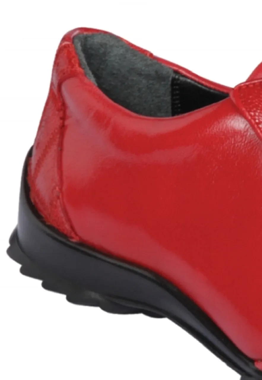 Los Altos Red Ostrich Leg Lace Up Sneakers