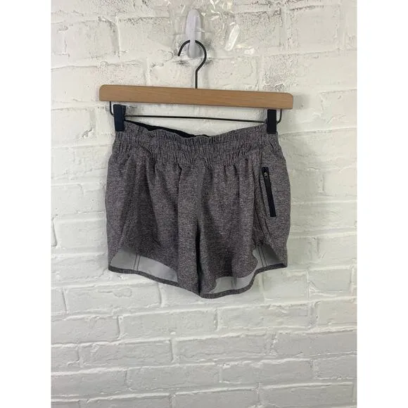 Lululemon Women's Athletic Tracker Shorts Elastic Waist Heather Gray Size XS