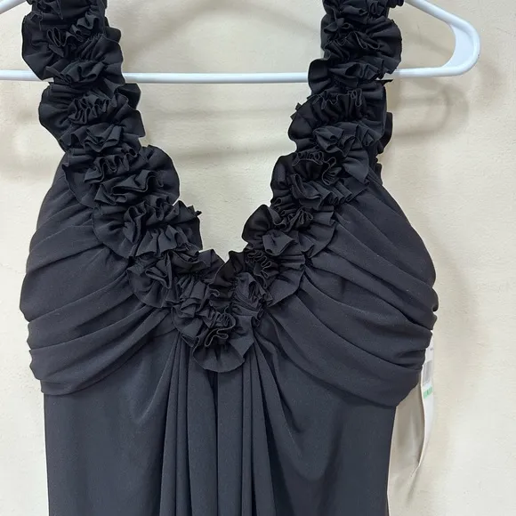 Maggy London Women's Black Ruffle Trim Sleeveless V-Neck Dress Size 8