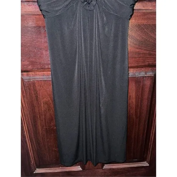 Maggy London Women's Black Ruffle Trim Sleeveless V-Neck Dress Size 8