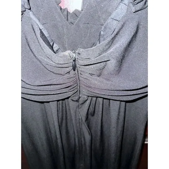 Maggy London Women's Black Ruffle Trim Sleeveless V-Neck Dress Size 8