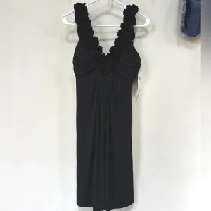 Maggy London Women's Black Ruffle Trim Sleeveless V-Neck Dress Size 8