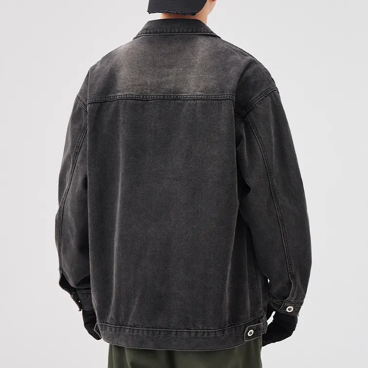 Men’s Denim Jacket – Vintage Wash – Distressed Streetwear Look
