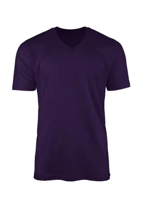 Mens T-Shirts Short Sleeve V-Neck Team Purple