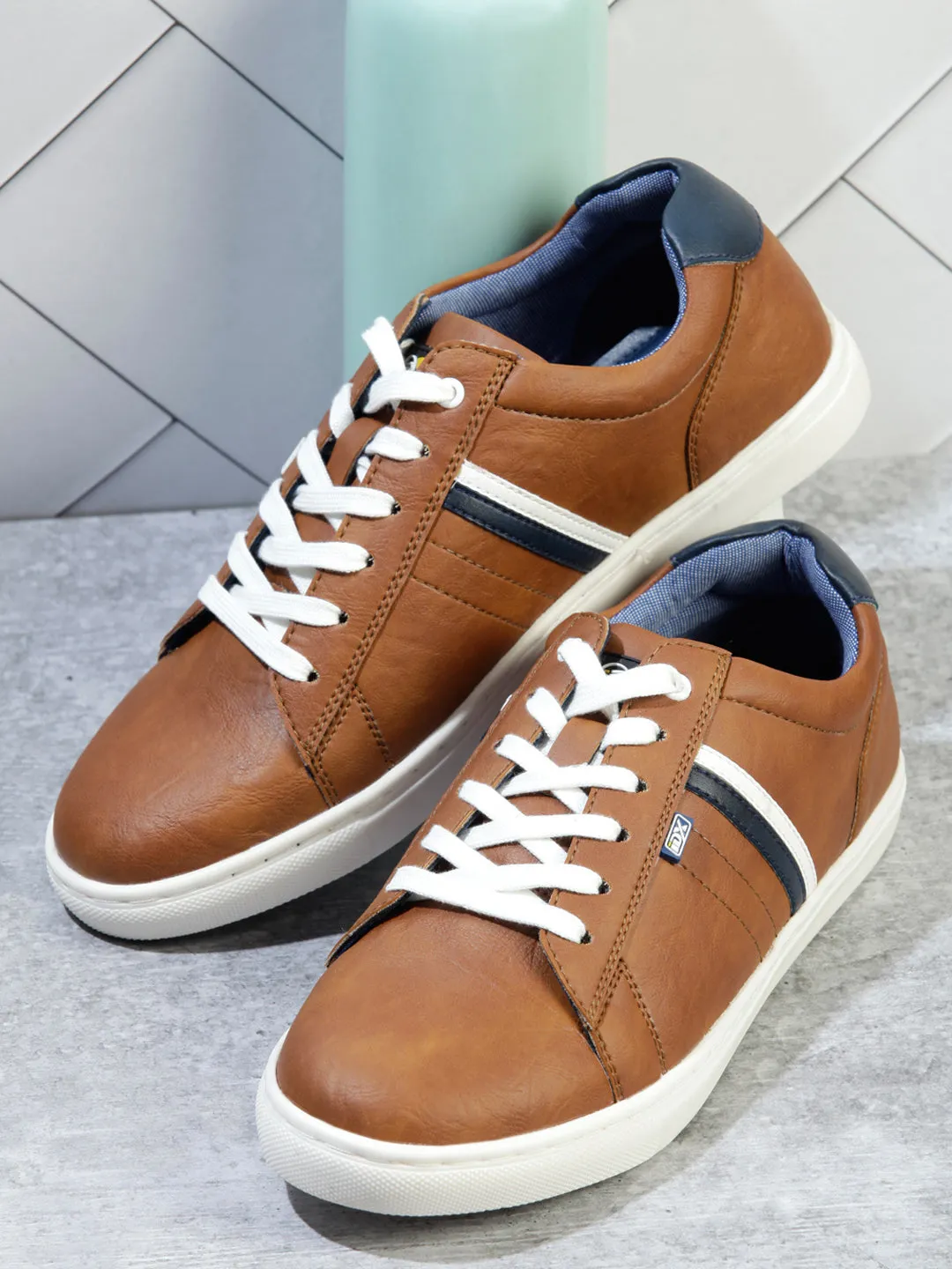 Men's Tan Lace Up Smart Casual Sneaker (IX1059)