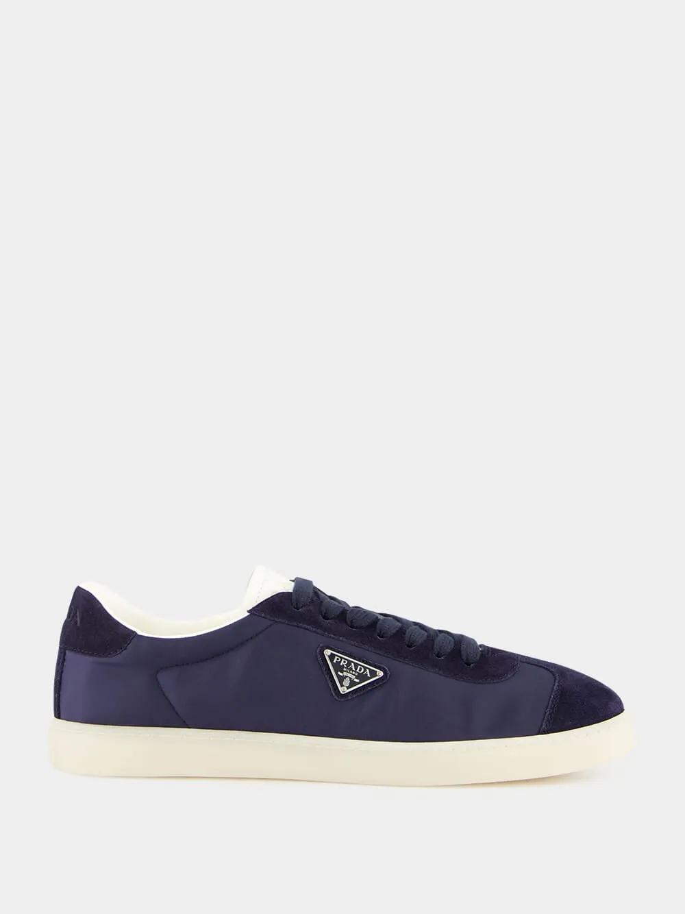 Navy Fabric and Suede Sneakers