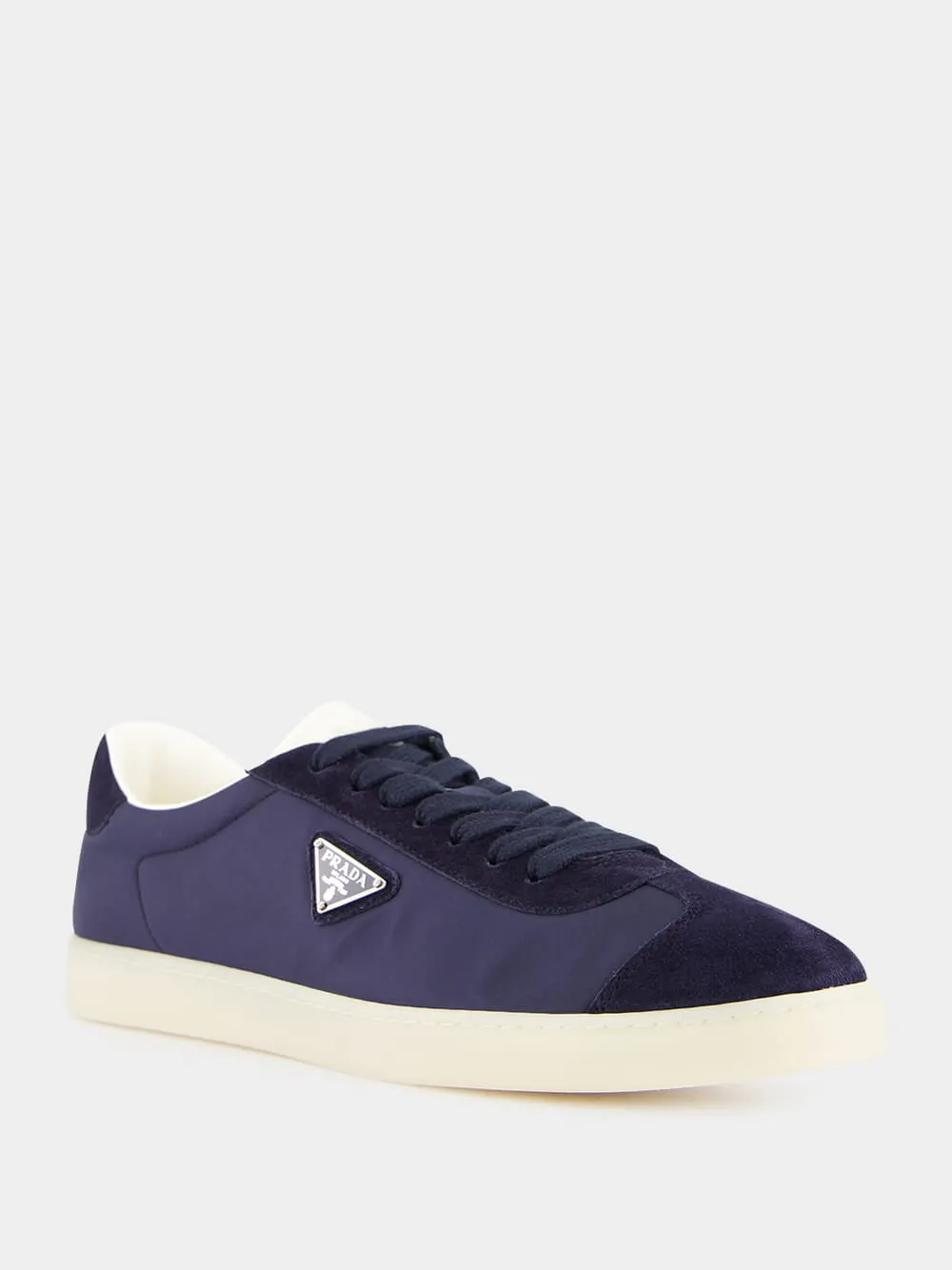 Navy Fabric and Suede Sneakers