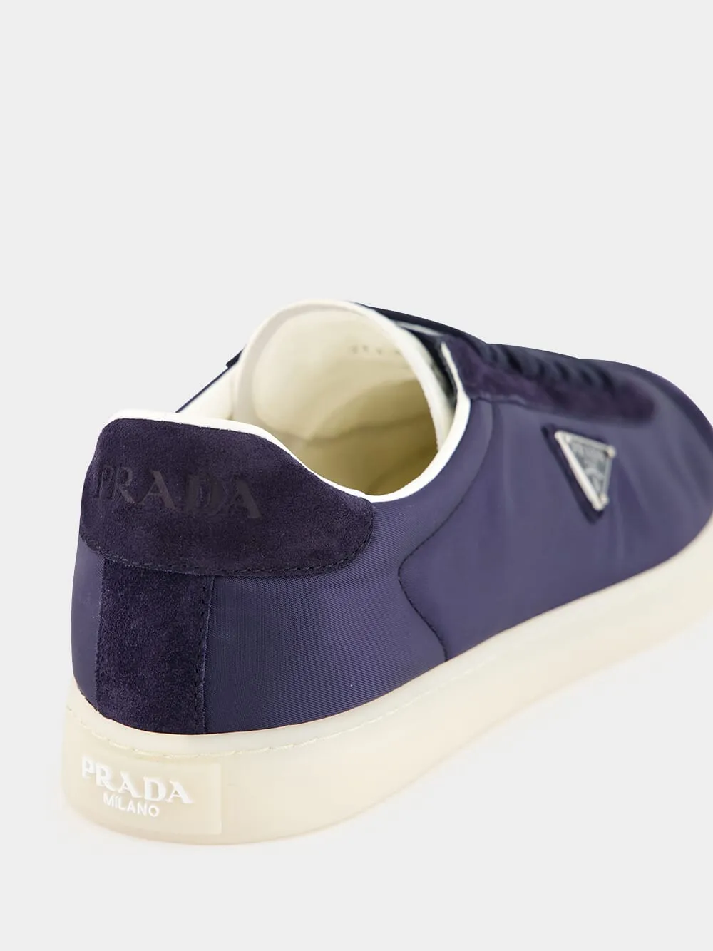 Navy Fabric and Suede Sneakers