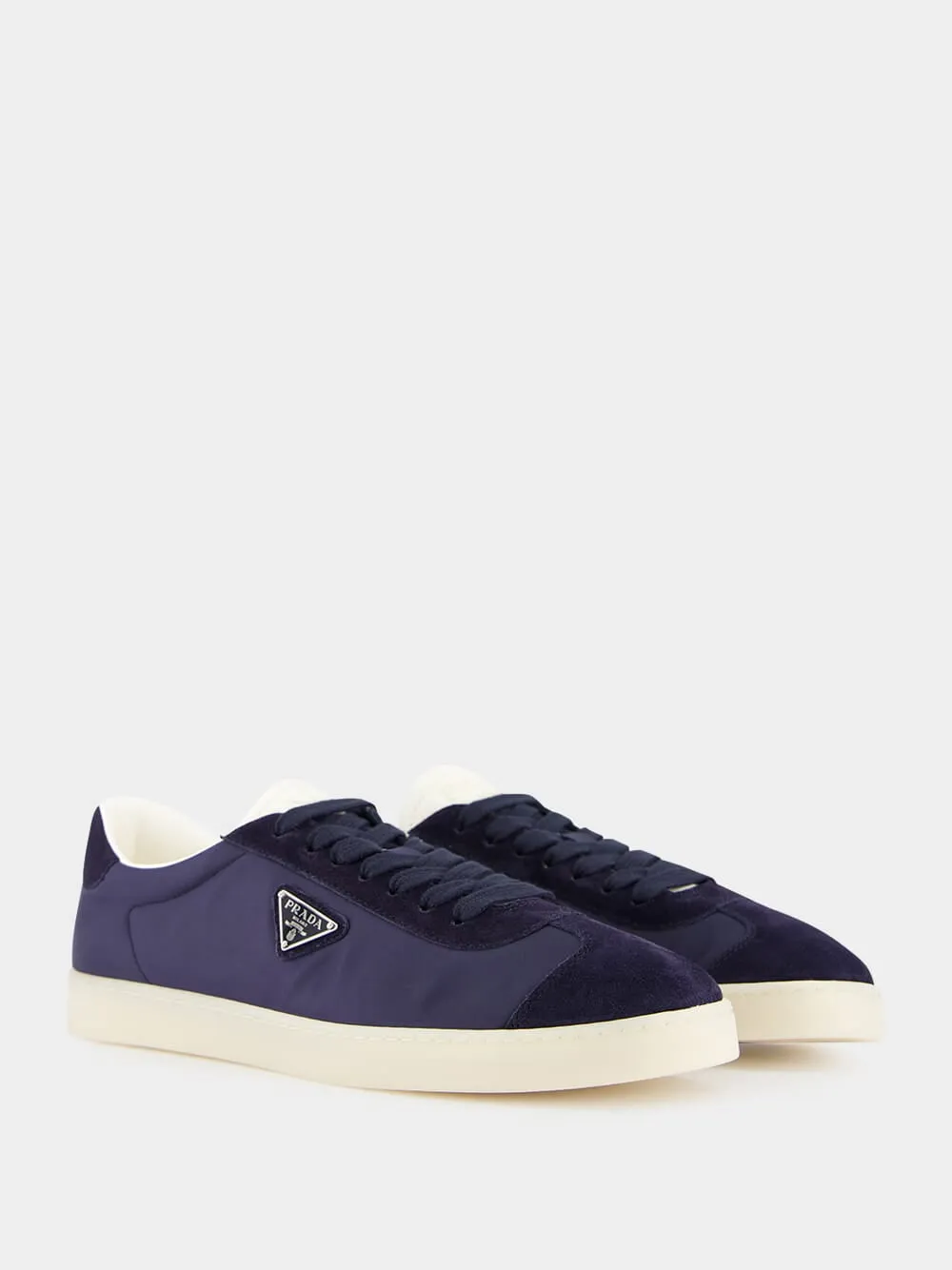 Navy Fabric and Suede Sneakers