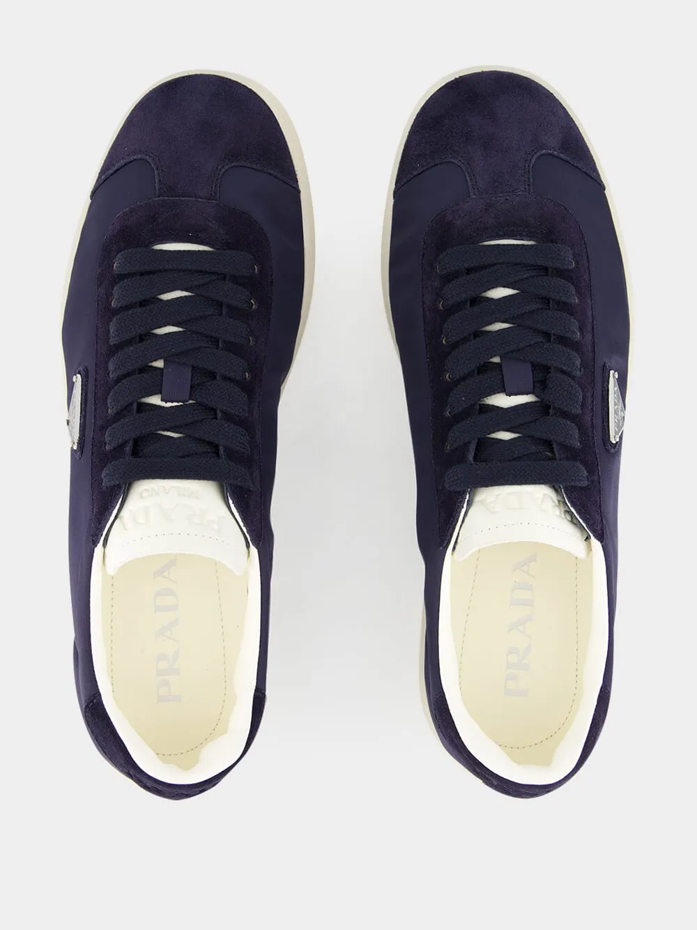 Navy Fabric and Suede Sneakers