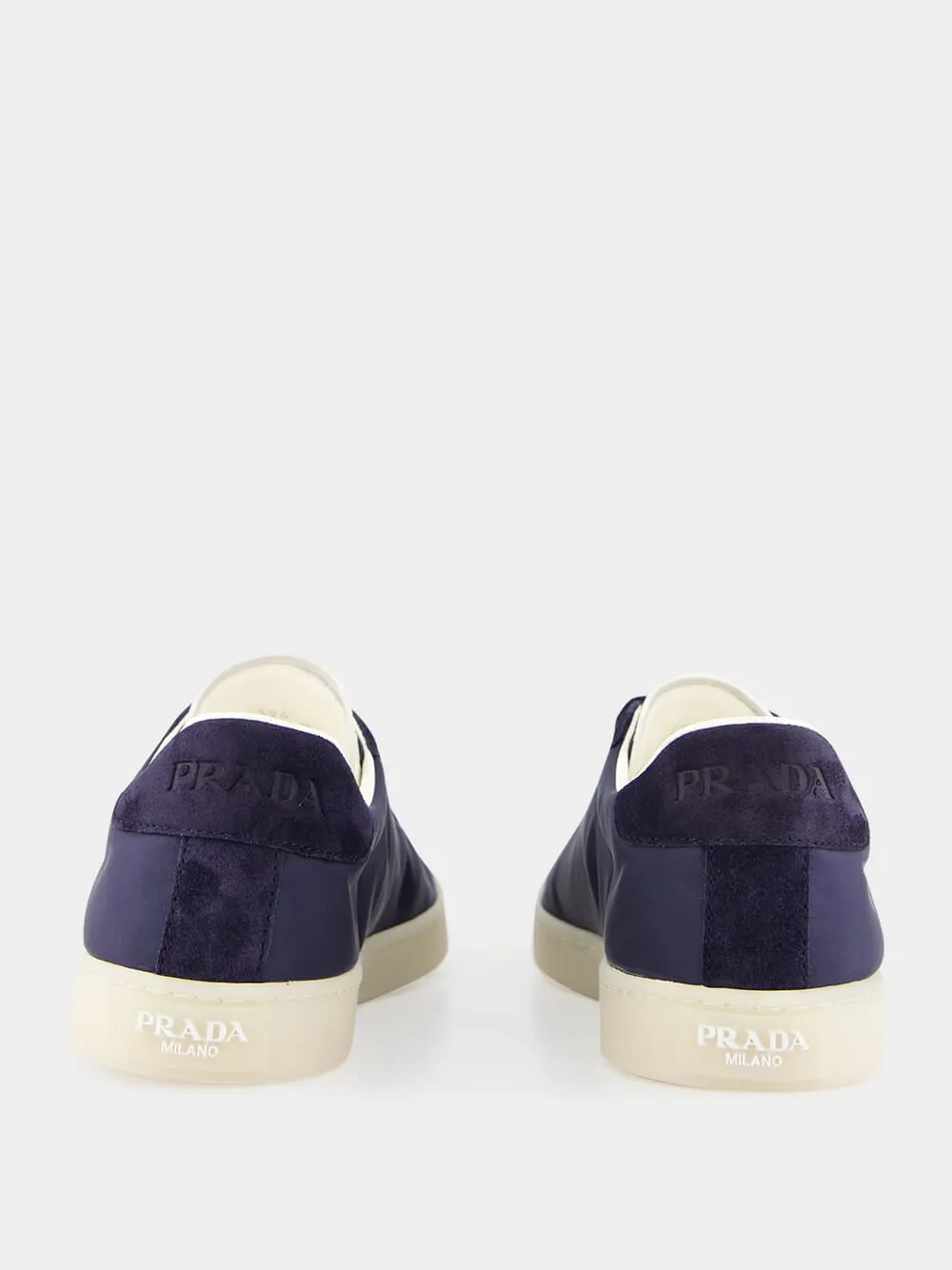 Navy Fabric and Suede Sneakers