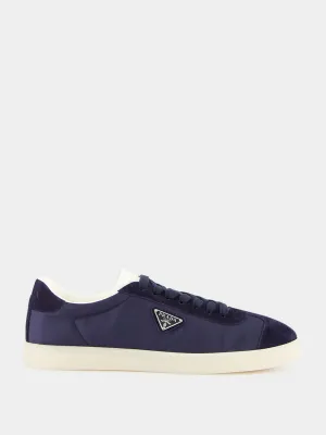 Navy Fabric and Suede Sneakers