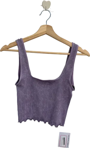 Out From Under Purple Lettuce Edge Acid Wash Tank Top UK S