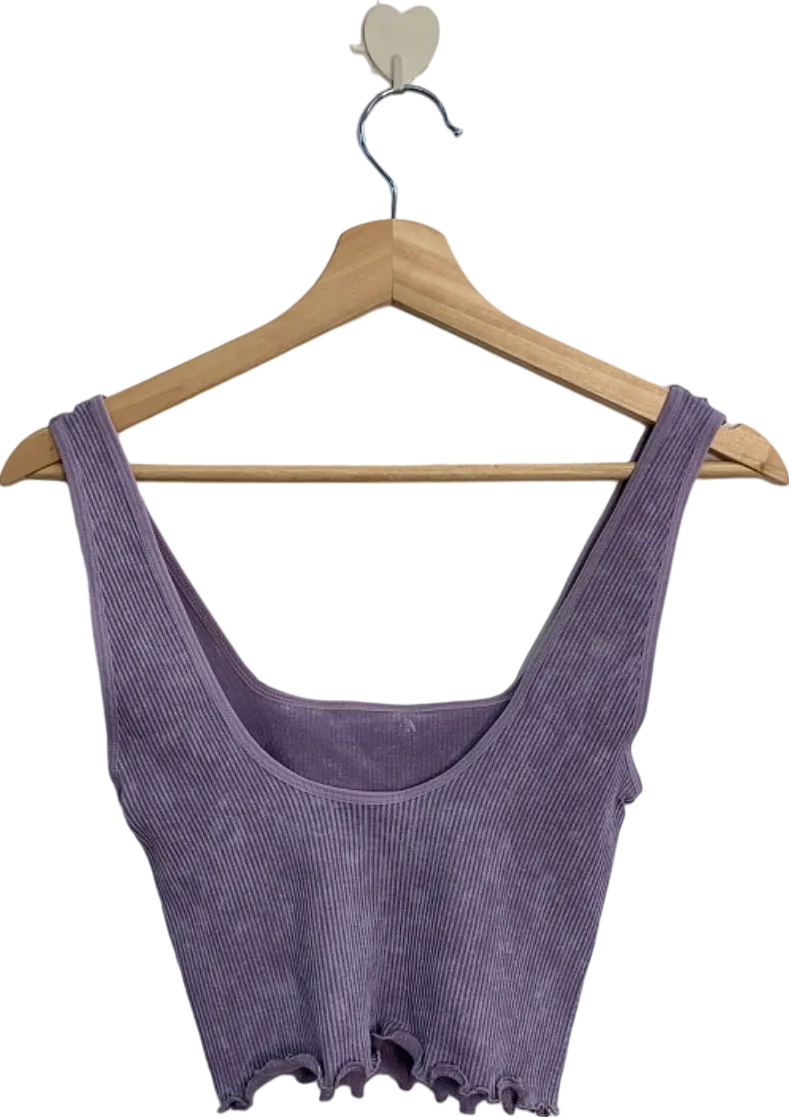 Out From Under Purple Lettuce Edge Acid Wash Tank Top UK S