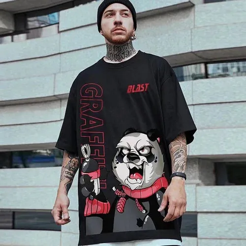 Panda Trendy Brand Hip-hop Loose T-shirt