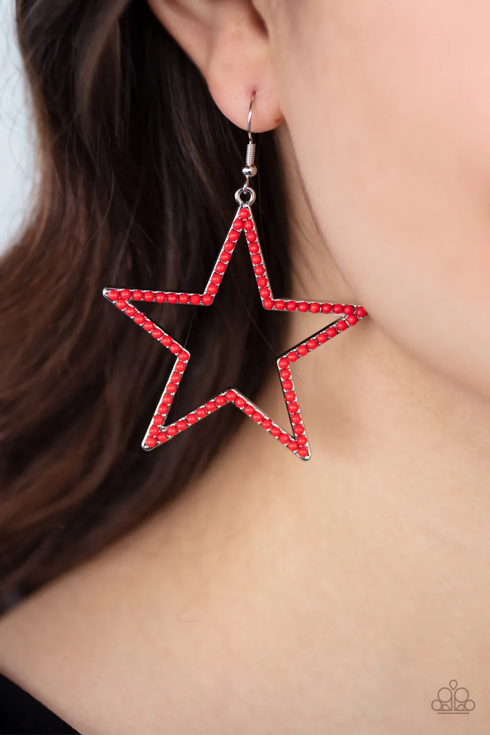 Paparazzi Count Your Stars-Red Star Earrings