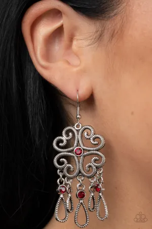 Paparazzi - Majestic Makeover - Red Earrings