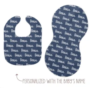 Personalized Baby Bib and Burp Cloth | 51 color choices