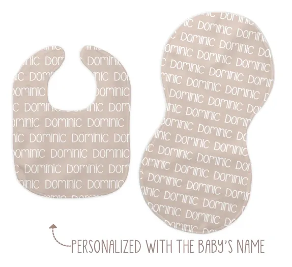 Personalized Baby Bib and Burp Cloth | 51 color choices