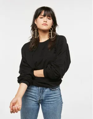 Project Social T Frances Rouched Sleeve Sweatshirt | Black