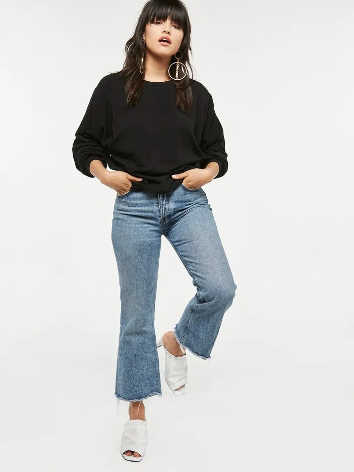 Project Social T Frances Rouched Sleeve Sweatshirt | Black